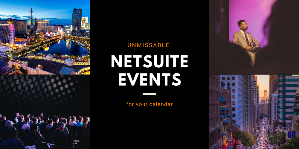 A montage of images from NetSuite conferences in Las Vegas and San Francisco